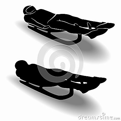 Silhouette rider on sled , vector draw Vector Illustration