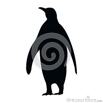 Isolated silhouette of a standing penguin king who raised his wings Vector Illustration