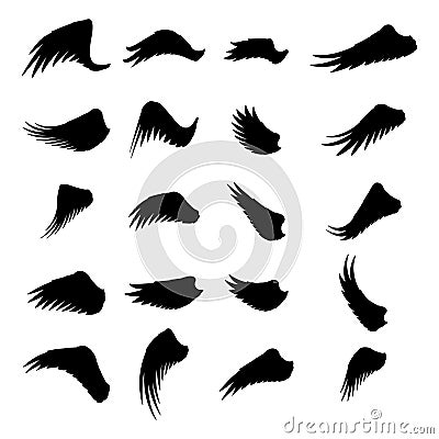 Isolated silhouette wings bird animal angel fly design set vector illustration Vector Illustration