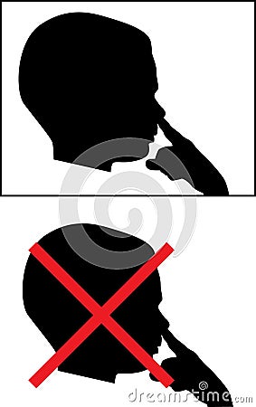 Isolated Silhouetted Boy Child Picking Nose Vector Illustration