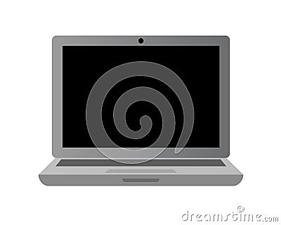 Silver laptop personal computer icon with showing empty screen, keyboard, touchpad Stock Photo