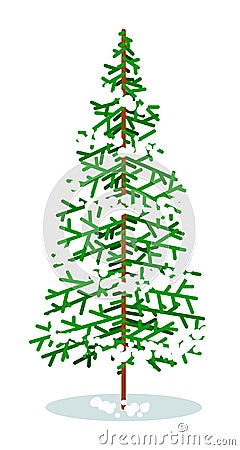 Isolated simple christmas tree under snow cover Vector Illustration