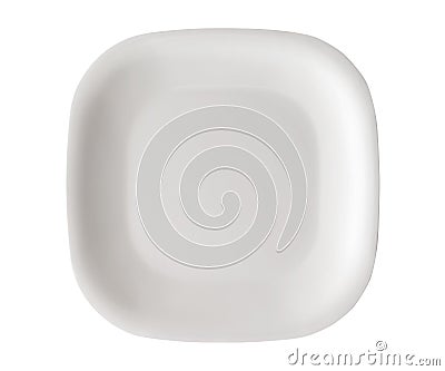 Isolated single round corner white dish utensil on white backgro Stock Photo