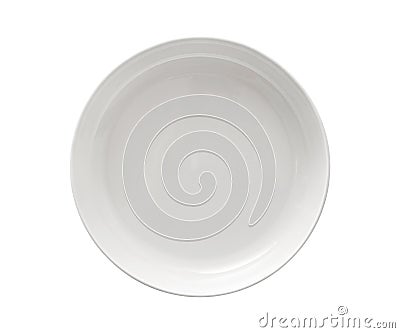 Isolated single white circle dish utensil on white background Stock Photo