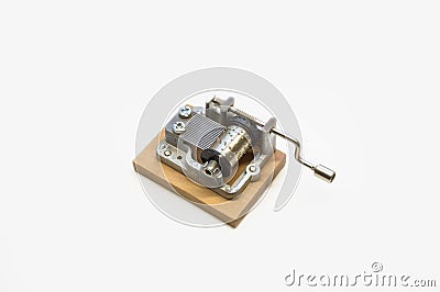 Isolated small barrel organ on white background. Stock Photo
