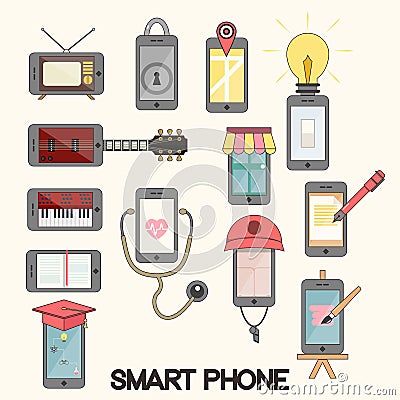 Isolated smartphone functions for life Vector Illustration