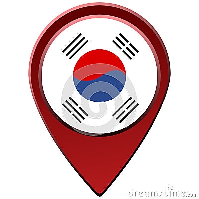 Isolated South Korean flag Cartoon Illustration