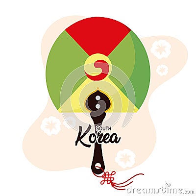 Isolated south korean hand fan Vector Vector Illustration