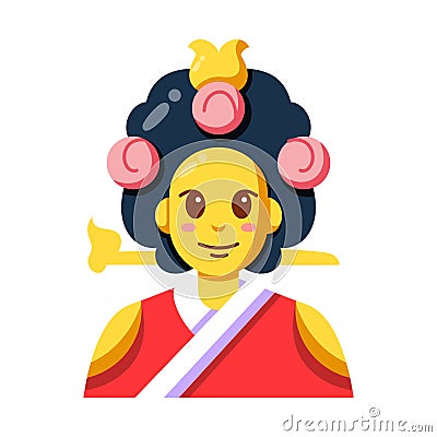 Isolated south korean traditional woman icon Vector Illustration