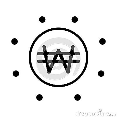 Isolated south korean won coin icon Vector Illustration