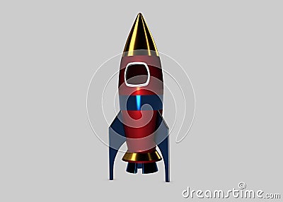 An isolated space rocket with a white background Stock Photo