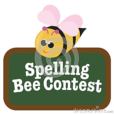 Isolated Spelling Bee with Sign Stock Photo