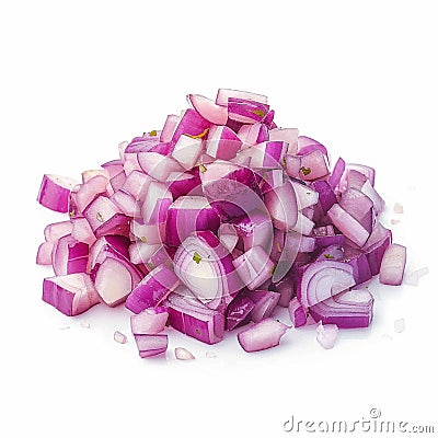 Isolated stack of chopped red onion on white, clipping included Stock Photo