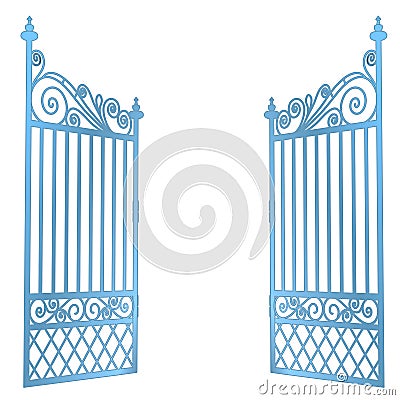 Isolated steel decorated baroque open gate vector Vector Illustration