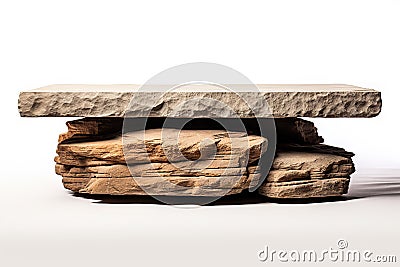 Isolated Stone Platform on White Background with Clipping Path. created with Generative AI Stock Photo