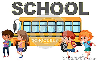 Isolated student and school bus Vector Illustration