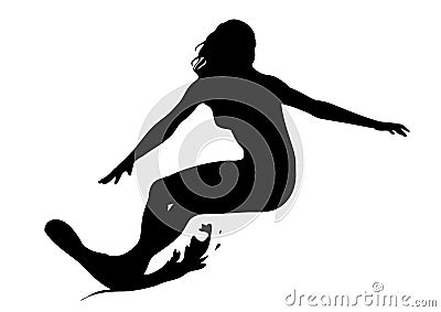 Isolated surfing girl - vector icon Stock Photo