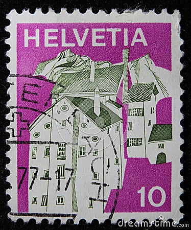 Isolated Switzerland Stamp Editorial Stock Photo