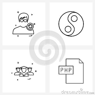 Isolated Symbols Set of 4 Simple Line Icons of avatar; avatar; avatar; fitness; group Vector Illustration