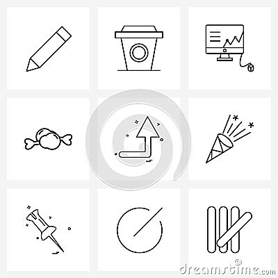 Isolated Symbols Set of 9 Simple Line Icons of direction, lag, computer, hotel, chicken Vector Illustration