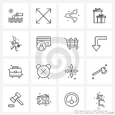 Isolated Symbols Set of 16 Simple Line Icons of games, beauty, share, birthday, gift Vector Illustration