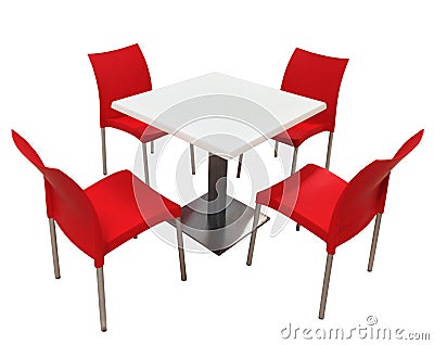 Isolated table and chairs Cartoon Illustration