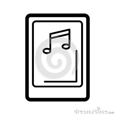 Isolated tablet screen with music player symbol on white background. Concept of audio playback, multimedia, stream. Vector Illustration