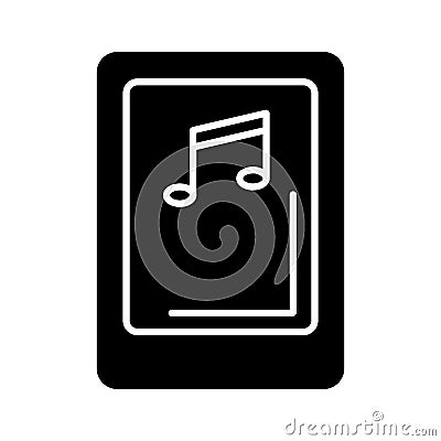 Isolated tablet screen with music player symbol on white background. Concept of audio playback, multimedia, stream. Vector Illustration