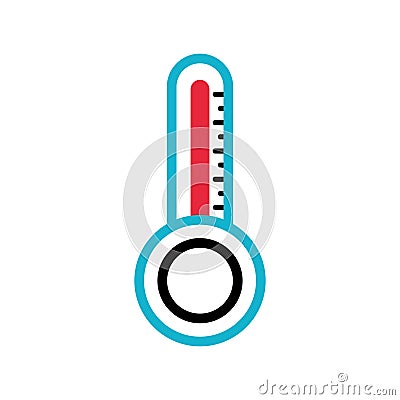 Isolated thermometer outline style medical icon Vector Cartoon Illustration