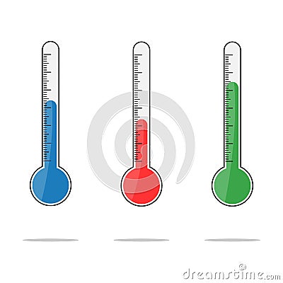 Isolated thermometers in different colors Vector Illustration