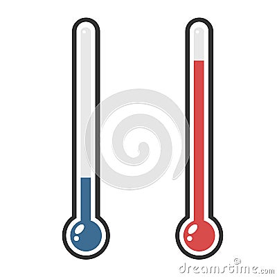 Isolated thermometers in different colors. Vector Illustration