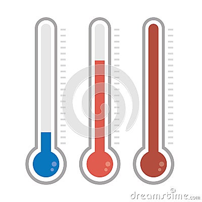 Isolated thermometers in different colors. Vector Illustration