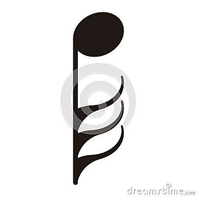 Isolated thirty-second note. Musical note Vector Illustration