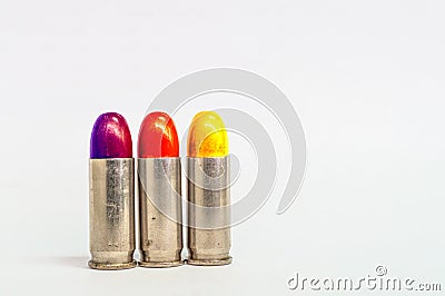 Isolated three lipstick bullet on white Stock Photo