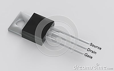 Isolated TO-220 electronic package with mosfet pinout 3d illustration Stock Photo