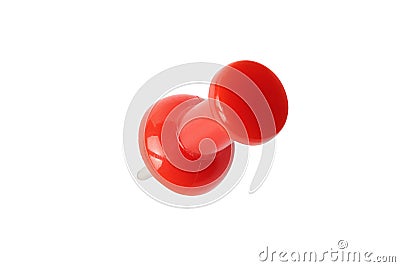 Isolated top view of red drawing pin with path Stock Photo