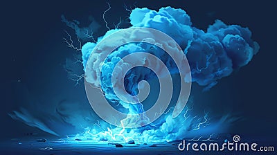 An isolated tornado modern effect. An abstract realistic air vortex funnel with lightning and destructive whirl power Stock Photo