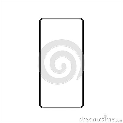 Isolated touchscreen black bezel less smartphone on white background Illustration. Stock Photo