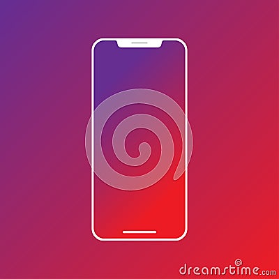 Isolated touchscreen white bezel less smartphone gradient background Illustration. Vector Illustration