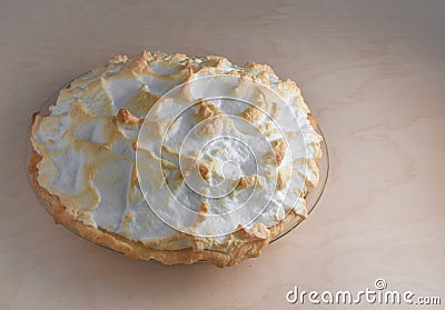 Isolated traditional holiday dessert of coconut meringue pie on Stock Photo