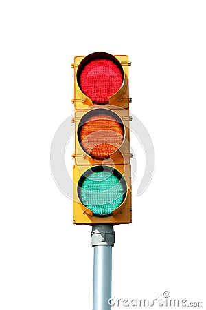 Isolated Traffic signal light Stock Photo