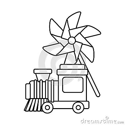 Isolated train and pinwheel toy vector design Vector Illustration