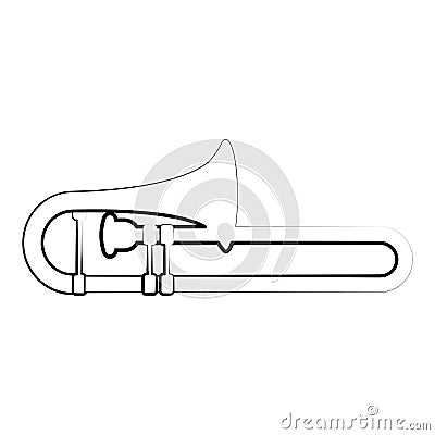 Isolated trombone outline. Musical instrument Vector Illustration