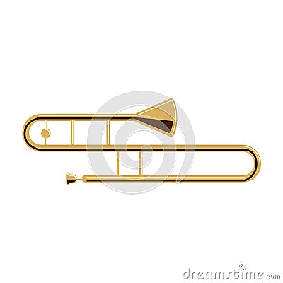 Isolated trombone on white. Vector Illustration