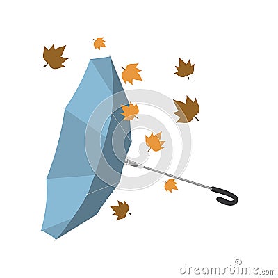 Isolated umbrella invested with autumn leaves Vector Illustration