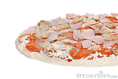 Isolated uncooked pizza Stock Photo