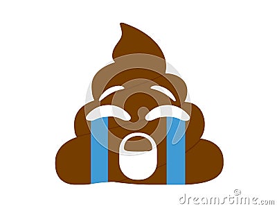 Isolated unhappy and sad brown dung with tear flat icon Vector Illustration