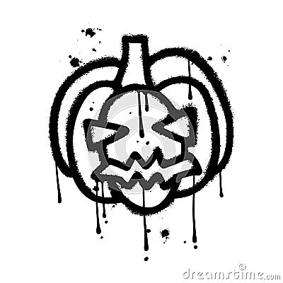 Isolated urban Graffiti with smiling face like a graffiti design of an Halloween pumpkin. Vector hand drawn textured Vector Illustration