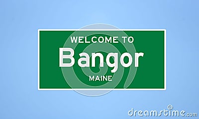 Bangor, Maine city limit sign. Town sign from the USA. Stock Photo