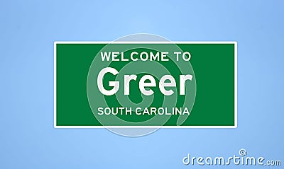 Greer, South Carolina city limit sign. Town sign from the USA. Stock Photo